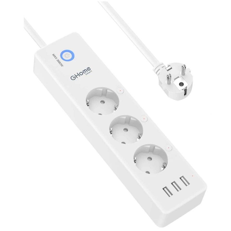 Chytrá prodlužovačka s 3 zásuvkami a 3 USB